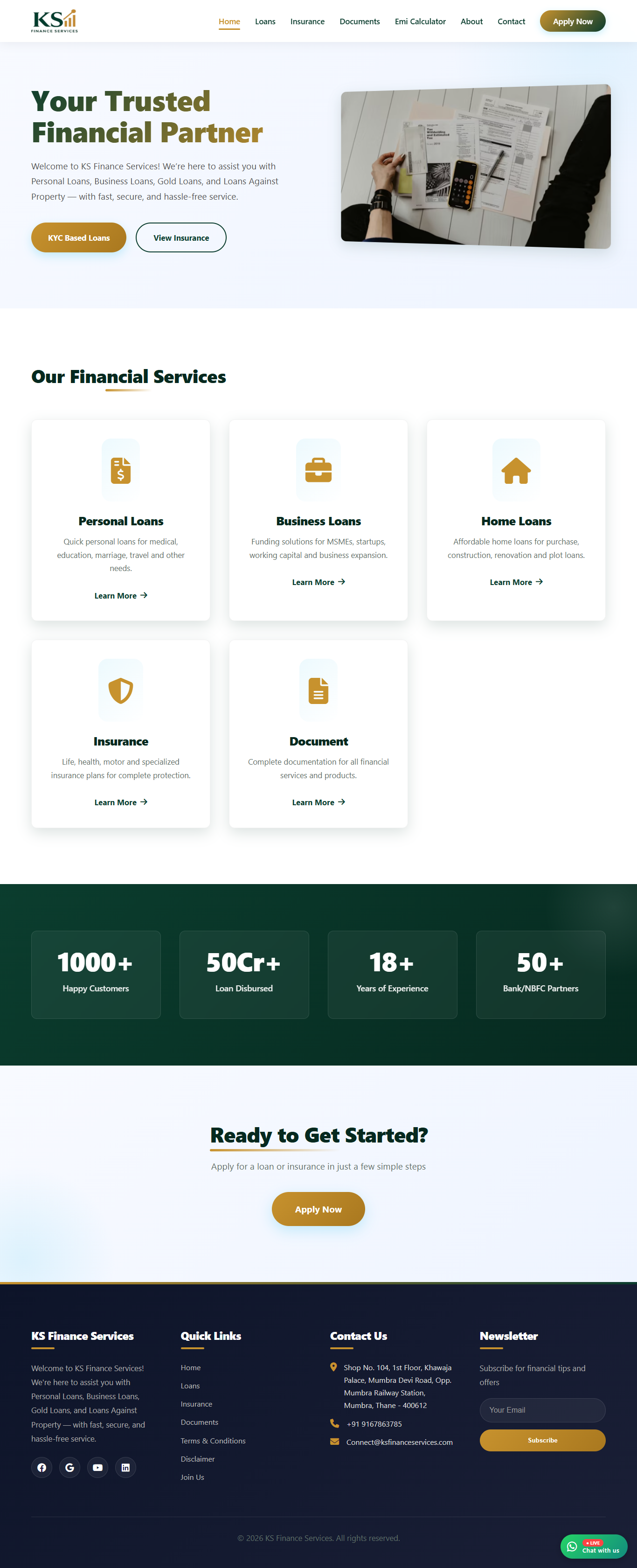 KS Finance Services Website Case Study Details