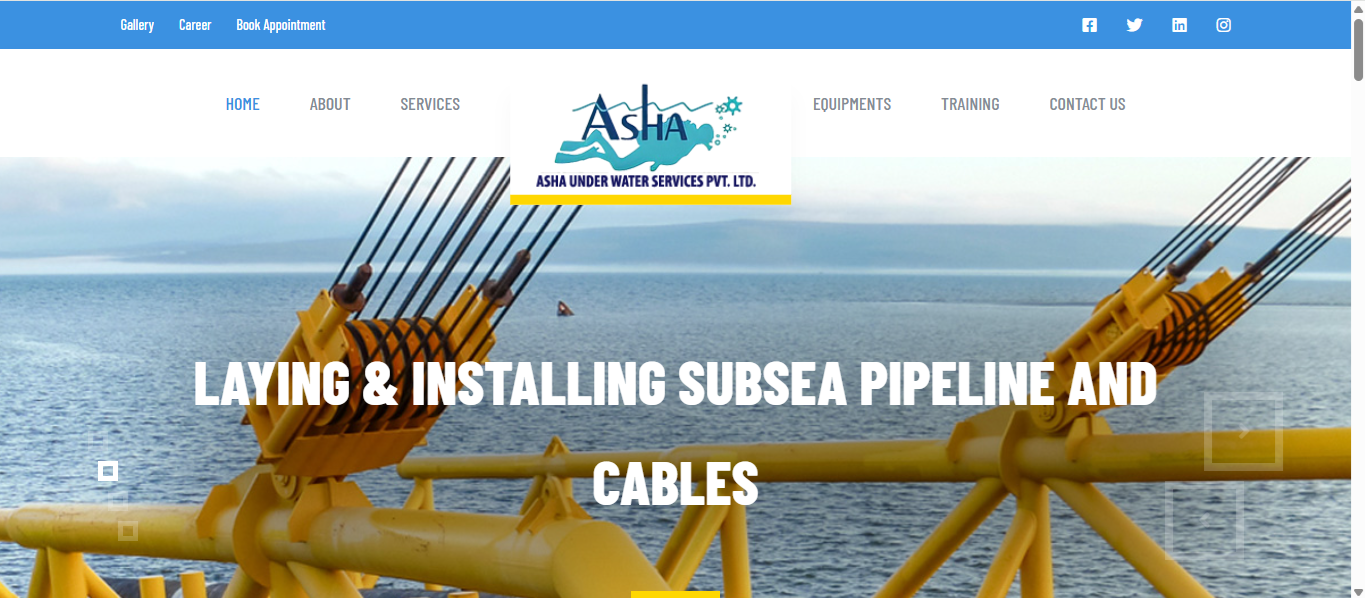 Asha Under Water - Website Development & CRM Software by Alwani Technologies