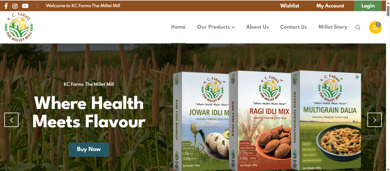 KC Farms Millet - Ecommerce Website & CRM Software by Alwani Technologies